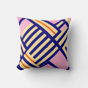 Geometrie Rosa Gelb und Blau Kissen