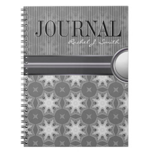 Geometrie Silver White Snowflake Pattern Journal Notizblock