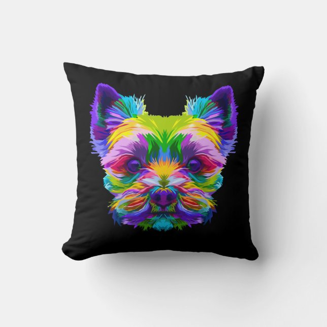 Geometrie Yorkshire Terrier Yorkie Art Animal Lieb Kissen (Vorderseite)