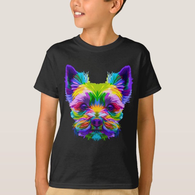 Geometrie Yorkshire Terrier Yorkie Art Animal Lieb T-Shirt (Vorderseite)