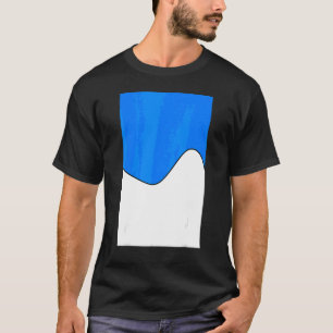 Geometrie Zwei-Ton-Wave-Muster azurblau und weiß T-Shirt