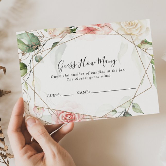 Géométrique Gold Green Devinez combien de carte de (Créateur téléchargé)