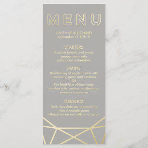 Géométrique   Menu Gris et or de colombe