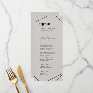 Géométrique moderne   Menu Dîner Mariage gris