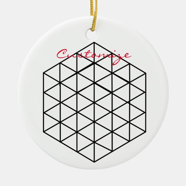 Geometrisch 3-D Cube Thunder_Cove Keramik Ornament (Vorne)