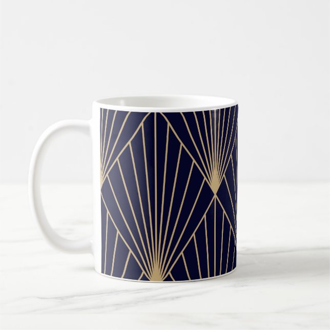 Geometrisch Abstrakt dunkelblau Kaffeetasse (Links)