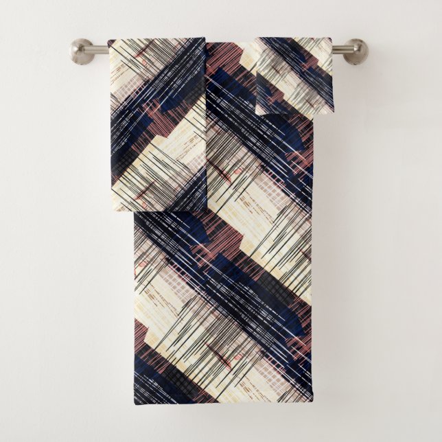 Geometrisch abstrakt gestreift badhandtuch set (Insitu)