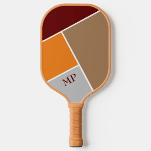 Geometrisch Abstrakt in Retrofarben mit Initialen Pickleball Schläger