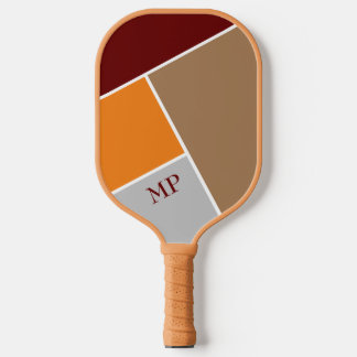 Geometrisch Abstrakt in Retrofarben mit Initialen Pickleball Schläger