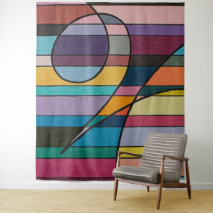 Geometrisch Abstrakt mit fetten Streifen und Kurve Wandteppich