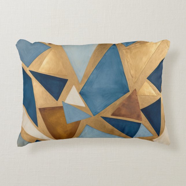 geometrisch abstrakte Blues und Metalle Dekokissen (Vorderseite)