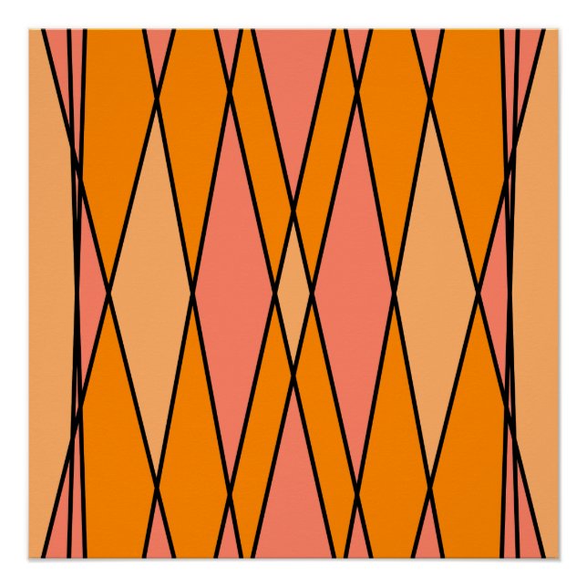 geometrisch abstrakte Gestaltung von Pfirsich und  Poster (Vorderseite)