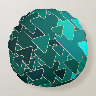 Geometrisch abstraktes Aquamarines Dreieck Rundes Kissen