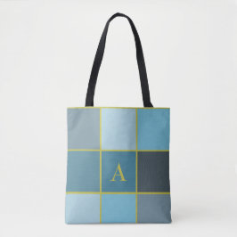 Geometrisch aquamarines Monogramm Tasche