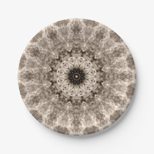 geometrisch, beige, braun, mandala pappteller