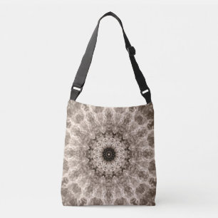 geometrisch, beige, braun, Mandala Tragetaschen Mit Langen Trägern
