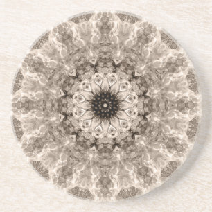 geometrisch, beige, braun, Mandalas Getränkeuntersetzer