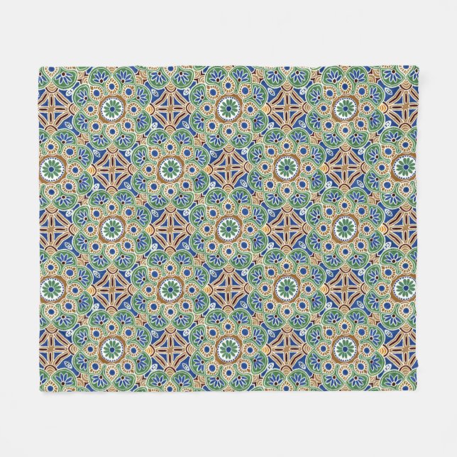 geometrisch blau grün und braun Fleece Blanket (Vorderseite (Horizontal))