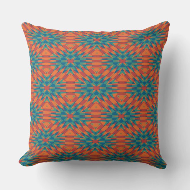 geometrisch blau, türkis, rot und orange kissen (Vorderseite)