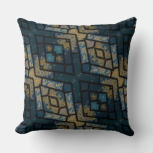 geometrisch blau und gelb kissen
