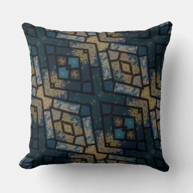 geometrisch blau und gelb kissen (Vorderseite)