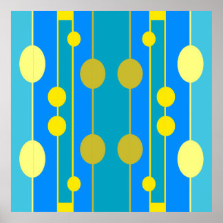 geometrisch blaues und gelbes Muster Poster