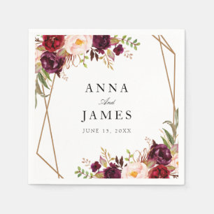 geometrisch bordeauxrot und rot serviette