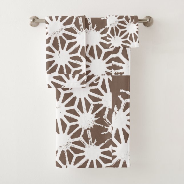 geometrisch braun-weiß badhandtuch set (Insitu)
