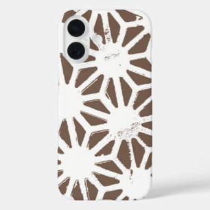 geometrisch braun-weiß iPhone 16 hülle