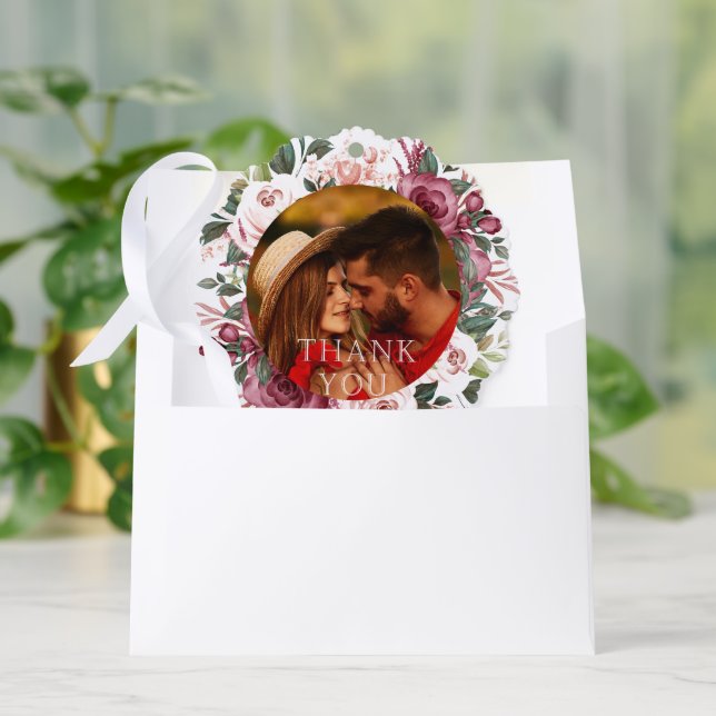 geometrisch | Danke Typografy Wedding Foto Ornament Karte (Umschlag)
