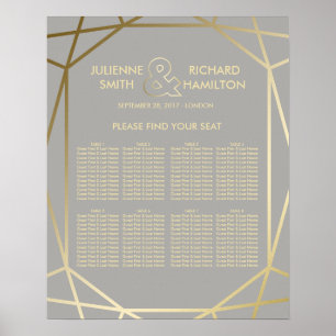 geometrisch Dove Gray and Gold Seating Chart Poster
