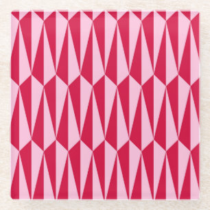 geometrisch, fuchsisch und rosa Mitte des Jahrhund Glasuntersetzer