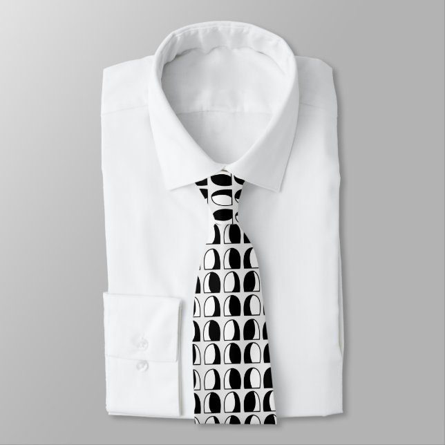 Geometrisch für den Kreis Schwarz/Weiß Krawatte (Gebunden)