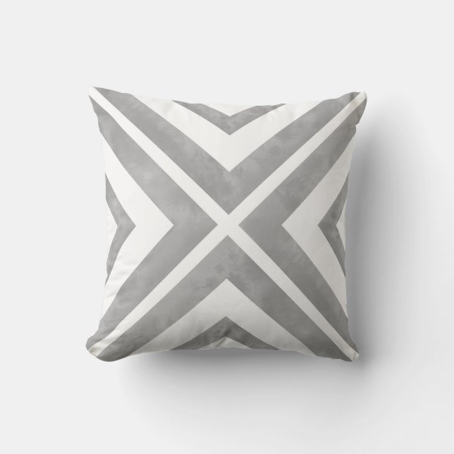 Geometrisch für Grau und Weiß Kissen (Vorderseite)