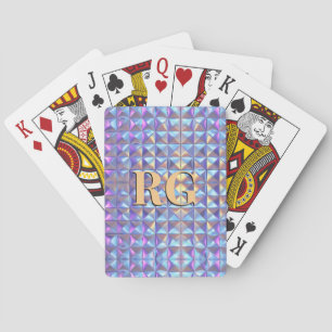 Geometrisch für Monogramm, Gold, Blau und Lila Iri Spielkarten