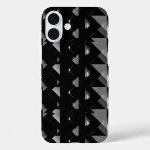Geometrisch Gemustertes Schwarzes Grau-Dreieck iPhone 16 Plus Hülle