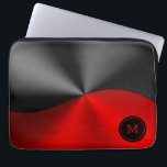 geometrisch geometrisch geformtes Schwarz-Rot-Imit Laptopschutzhülle<br><div class="desc">Einfache,  schwarz und rot glänzende Imitate metallische Textur Edelstahl aussehen. Optionales Monogramm.</div>