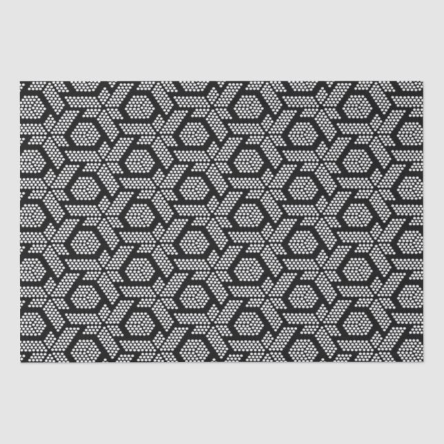geometrisch gepunktete Schwarzweißmuster Seidenpapier (Vorderseite)