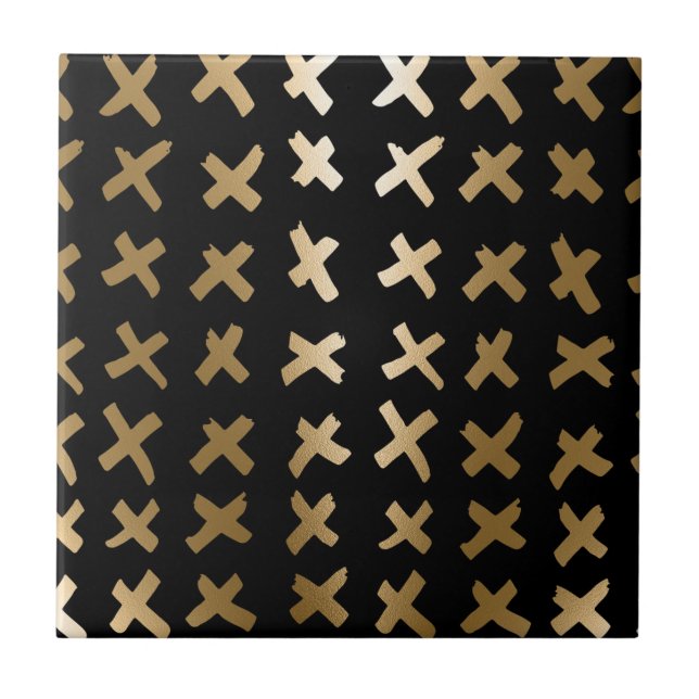 Geometrisch Golden Abstrakt Fliese (Vorderseite)