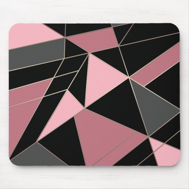 Geometrisch, grau, rosa mousepad (Vorne)