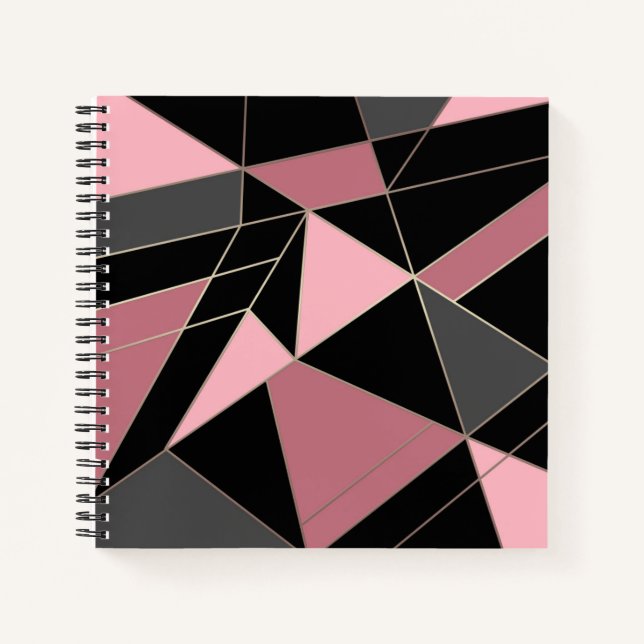 Geometrisch, grau, rosa notizbuch (Vorderseite)