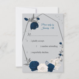 geometrisch graue, blaue und weiße Blume Rsvp-Kart RSVP Karte