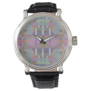 Geometrisch grün Lila rosa Armbanduhr