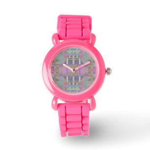Geometrisch grün Lila rosa Armbanduhr