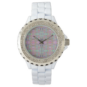 Geometrisch grün Lila rosa Armbanduhr