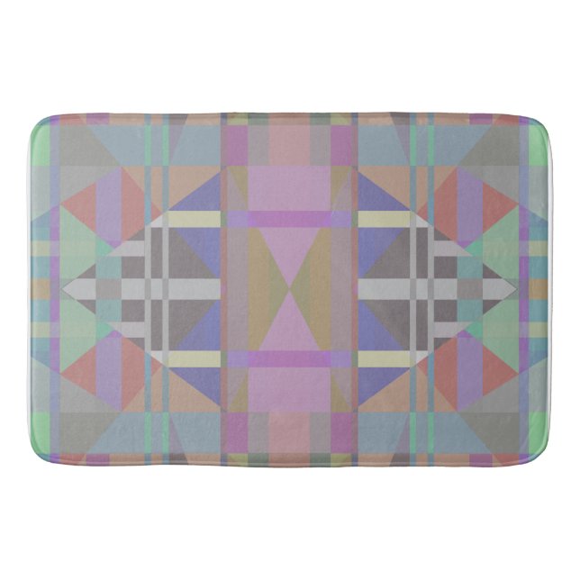 Geometrisch grün Lila rosa Badematte (Vorderseite)