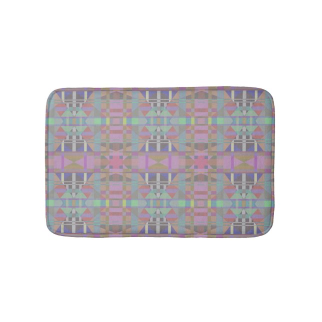 Geometrisch grün Lila rosa Badematte (Vorderseite)
