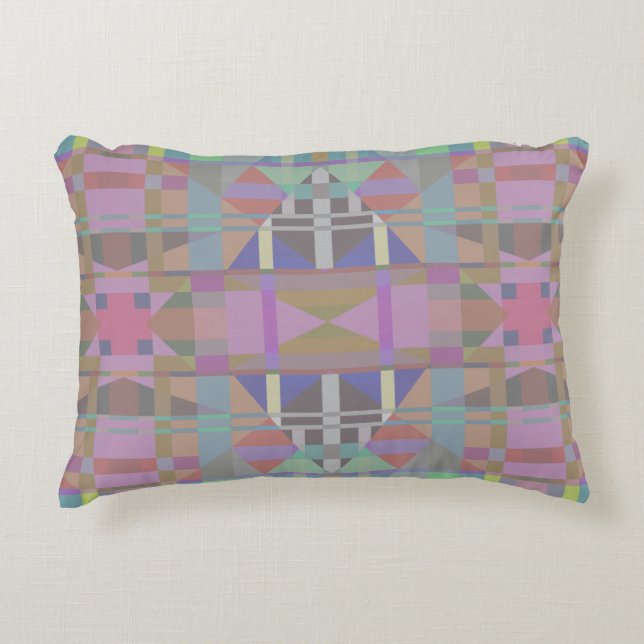 Geometrisch grün Lila rosa Dekokissen (Vorderseite)