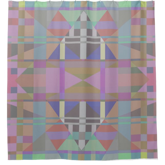 Geometrisch grün Lila rosa Duschvorhang (Vorderseite)