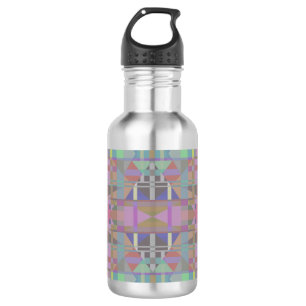 Geometrisch grün Lila rosa Edelstahlflasche